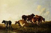 Thomas sidney cooper,R.A. Cattle in the pasture. France oil painting artist
